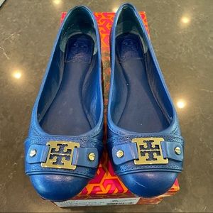 GUC Tory Burch Clines Blue Logo Flats 5.5